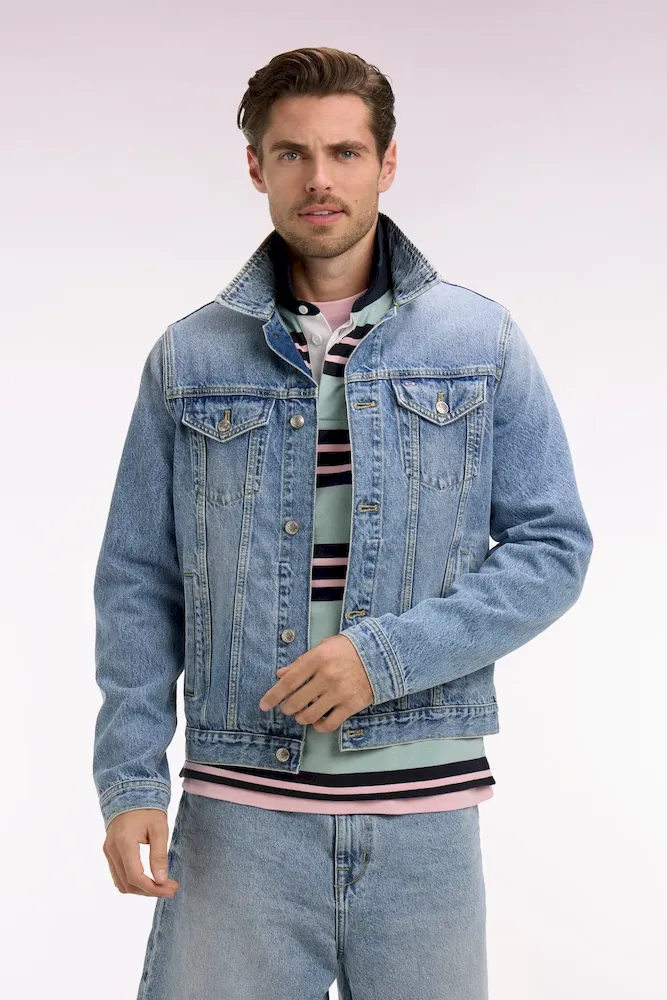 Blouson en denim bleu délavé – Bild 3