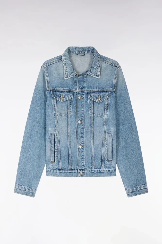 Blouson en denim bleu délavé – Bild 2