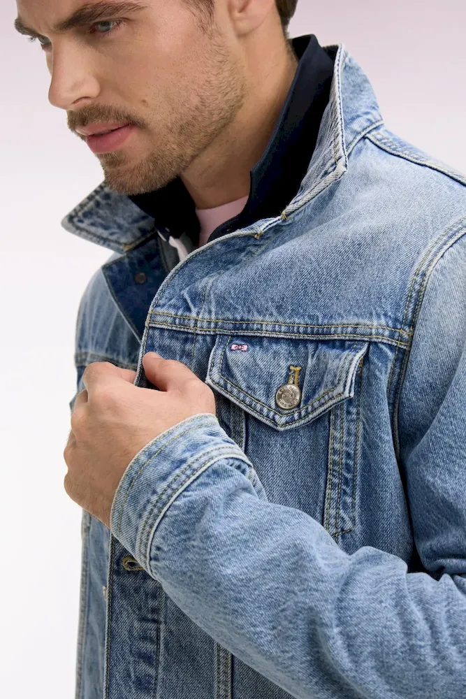 Blouson en denim bleu délavé – Bild 4