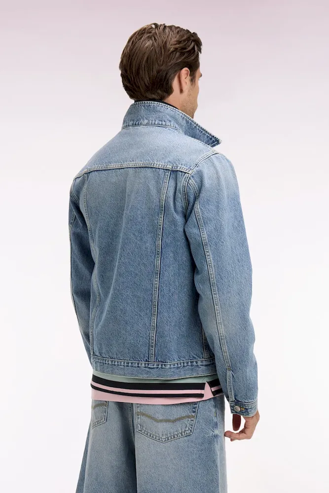 Blouson en denim bleu délavé – Bild 5