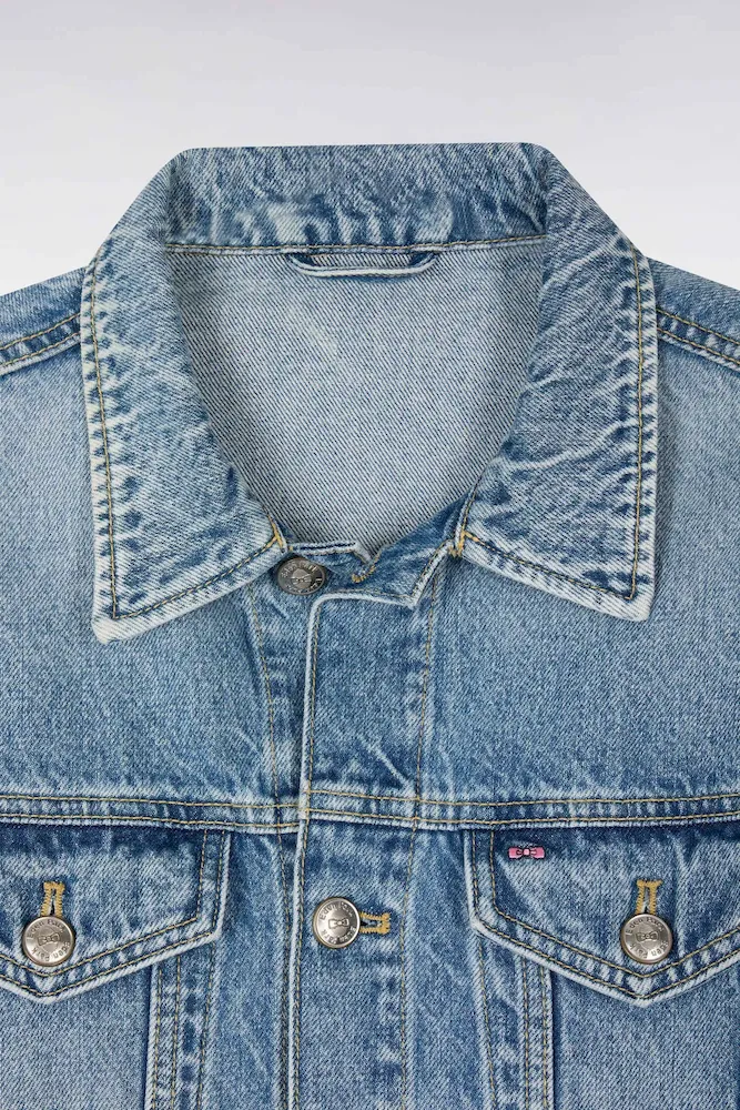 Blouson en denim bleu délavé – Bild 6