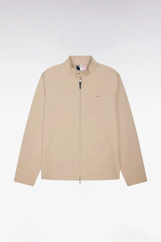 Blouson à Col Motard En Nylon Beige