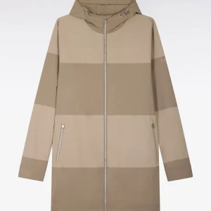 Alternative view of Parka longue kaki à rayures camaïeu et capuche intégrée