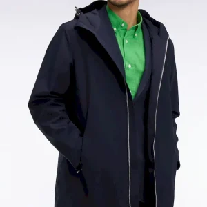 Parka à capuche en nylon marine