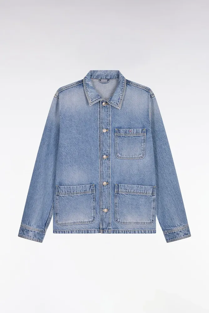Surchemise en denim bleu délavé – Bild 2