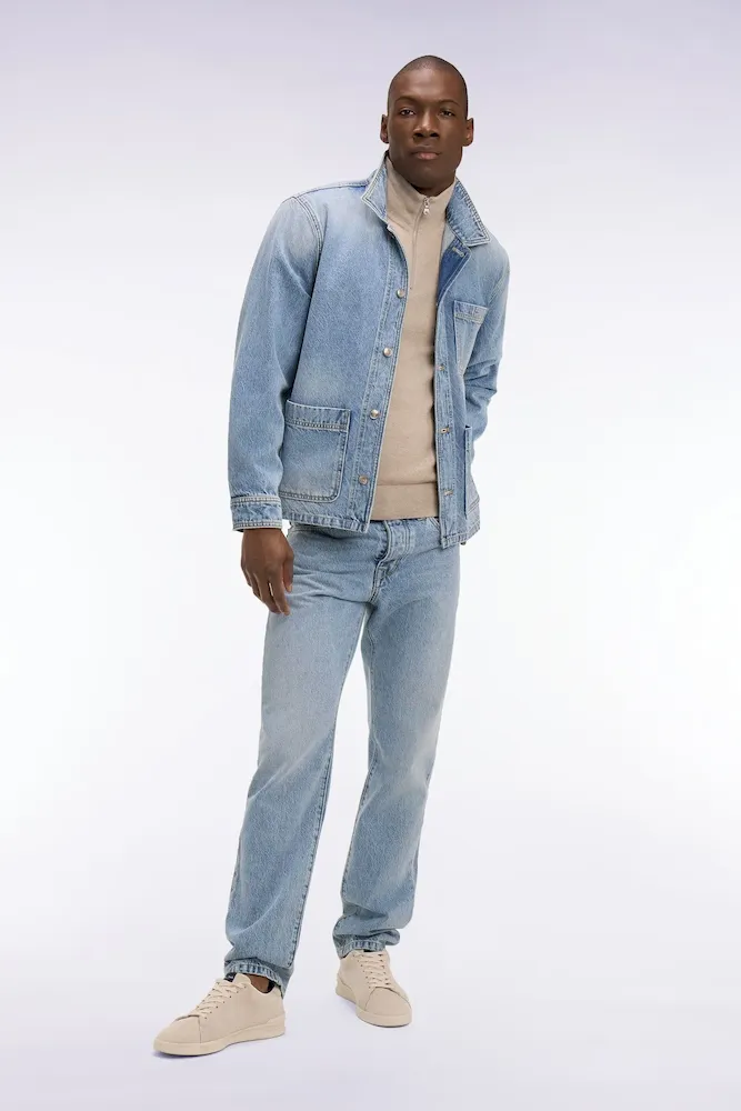 Surchemise en denim bleu délavé