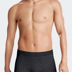 Alternative view of Boxer à micro motifs nœud papillon bleu marine et rose en coton stretch