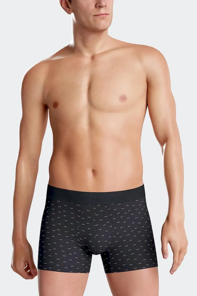 Boxer à Micro Motifs Nœud Papillon Bleu Marine Et Rose En Coton Stretch