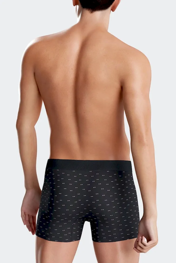 Boxer à micro motifs nœud papillon bleu marine et rose en coton stretch – Bild 4