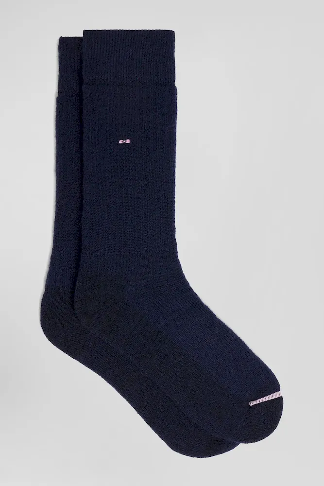 Paire de chaussettes en laine alpaga mélangée bleu marine