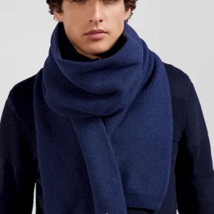 Alternative view of Echarpe unie en coton bleu foncé