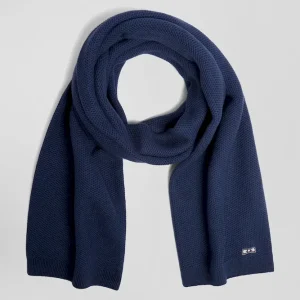 Echarpe unie en coton bleu foncé