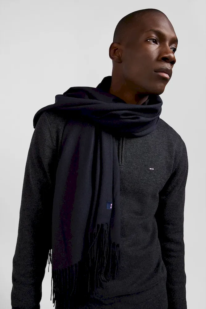 Echarpe Unie Frangée Bleu Marine