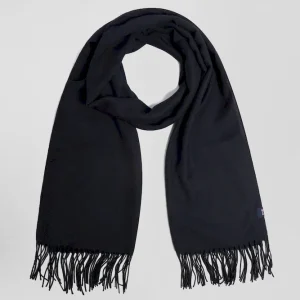 Echarpe unie frangée bleu marine