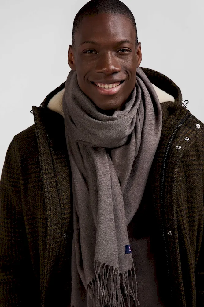 Echarpe Unie Frangée Marron