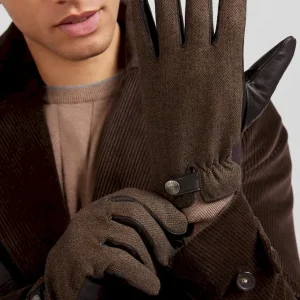 Alternative view of Paire de gants en cuir lisse marron
