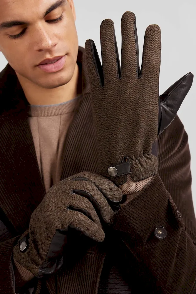 Paire De Gants En Cuir Lisse Marron
