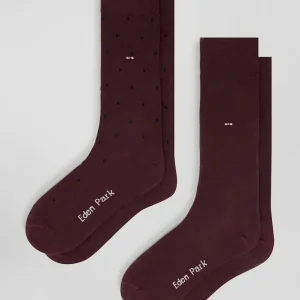 Lot de 2 paires de chaussettes unies bordeaux en coton stretch