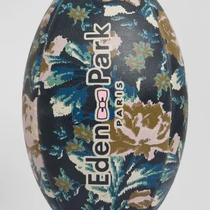 Ballon de rugby bleu marine à motifs floraux