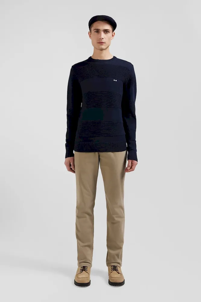 Pantalon chino beige en gabardine de coton stretch coupe Regular