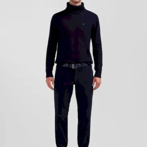 Pantalon chino bleu marine en gabardine de coton stretch coupe Regular