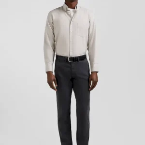 Pantalon chino gris anthracite en gabardine de coton stretch coupe Regular