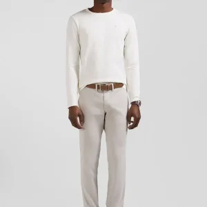 Pantalon chino uni en coton stretch beige coupe Slim