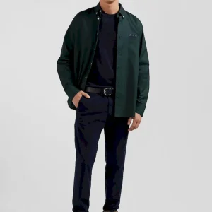 Pantalon chino uni en coton stretch bleu marine coupe Slim