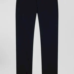 Alternative view of Pantalon chino uni en coton stretch bleu marine coupe Slim