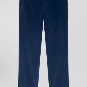 Alternative view of Pantalon chino en coton velours stretch bleu coupe Regular