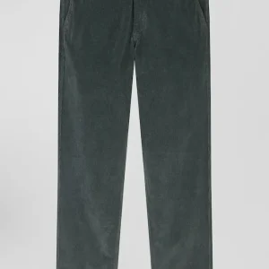 Alternative view of Pantalon chino en coton velours stretch gris coupe Regular