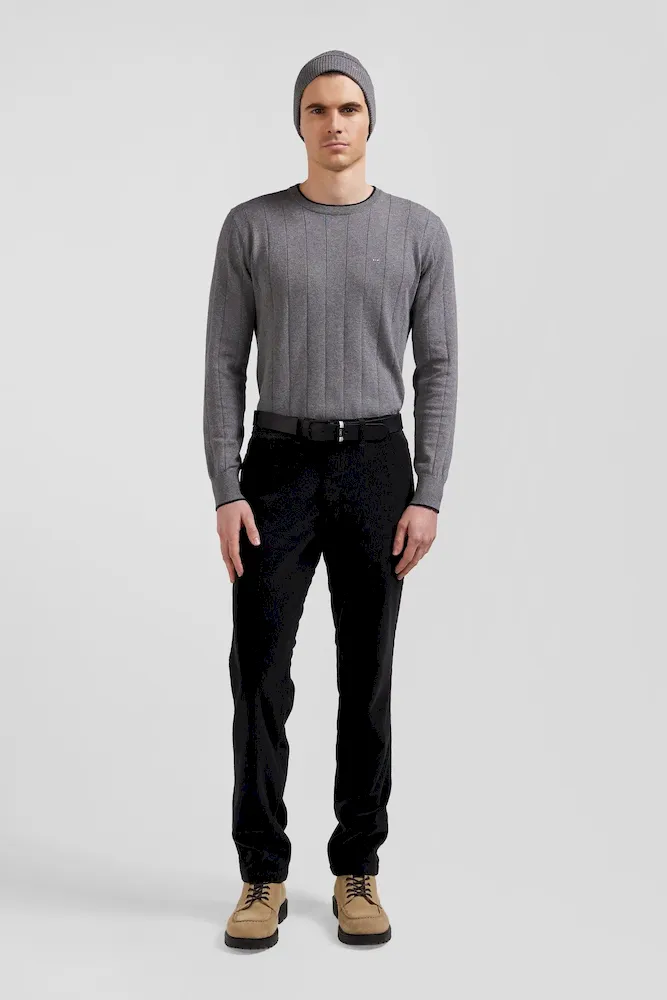 Pantalon chino en coton velours stretch kaki coupe Regular