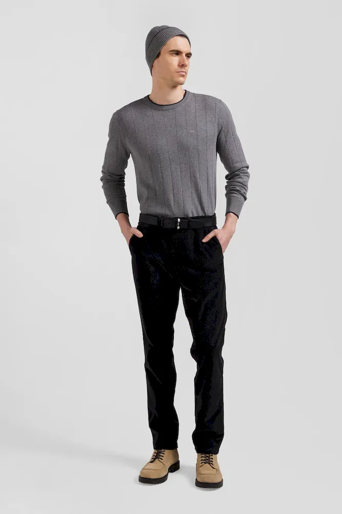 Pantalon chino en coton velours stretch kaki coupe Regular – Bild 3