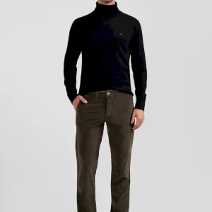 Pantalon chino en coton velours stretch marron coupe Regular