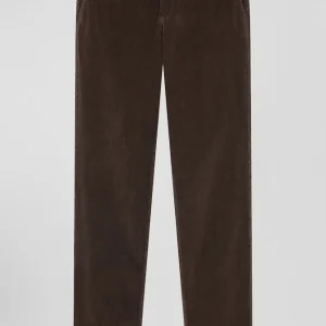 Alternative view of Pantalon chino en coton velours stretch marron coupe Regular