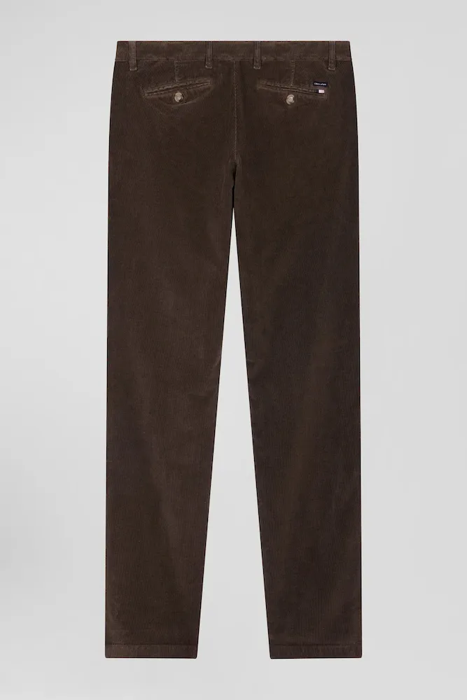 Pantalon chino en coton velours stretch marron coupe Regular – Bild 4