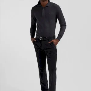 Pantalon chino en coton velours stretch brun coupe Regular