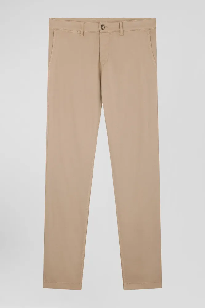 Pantalon Chino En Piqué De Coton Stretch Et Modal Chanvre Coupe Regular