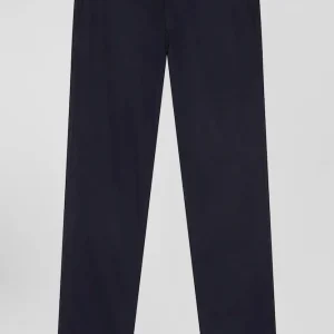 Alternative view of Pantalon chino en piqué de coton stretch et modal marine coupe Regular