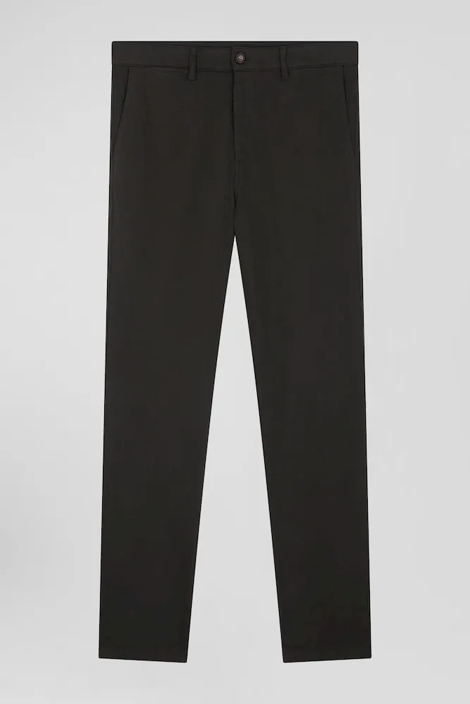 Pantalon Chino En Piqué De Coton Stretch Et Modal Kaki Coupe Regular