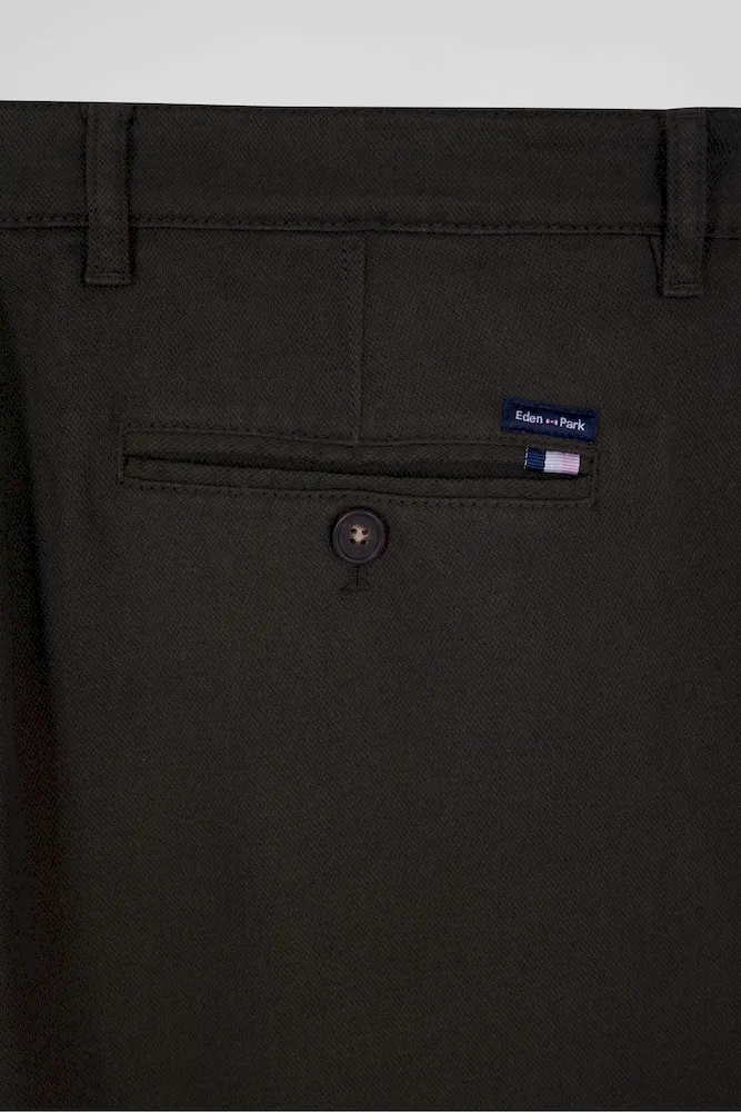 Pantalon chino en piqué de coton stretch et modal kaki coupe Regular – Bild 9