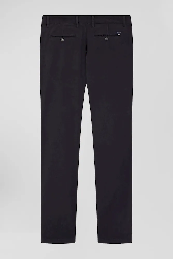 Pantalon Chino En Piqué De Coton Stretch Et Modal Gris Coupe Regular