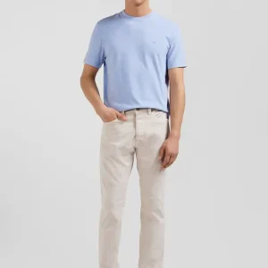 Pantalon 5 poches en coton stretch écru coupe Regular