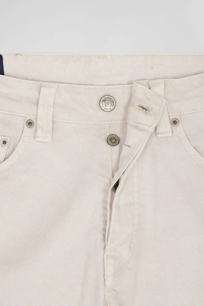 Pantalon 5 poches en coton stretch écru coupe Regular – Bild 7