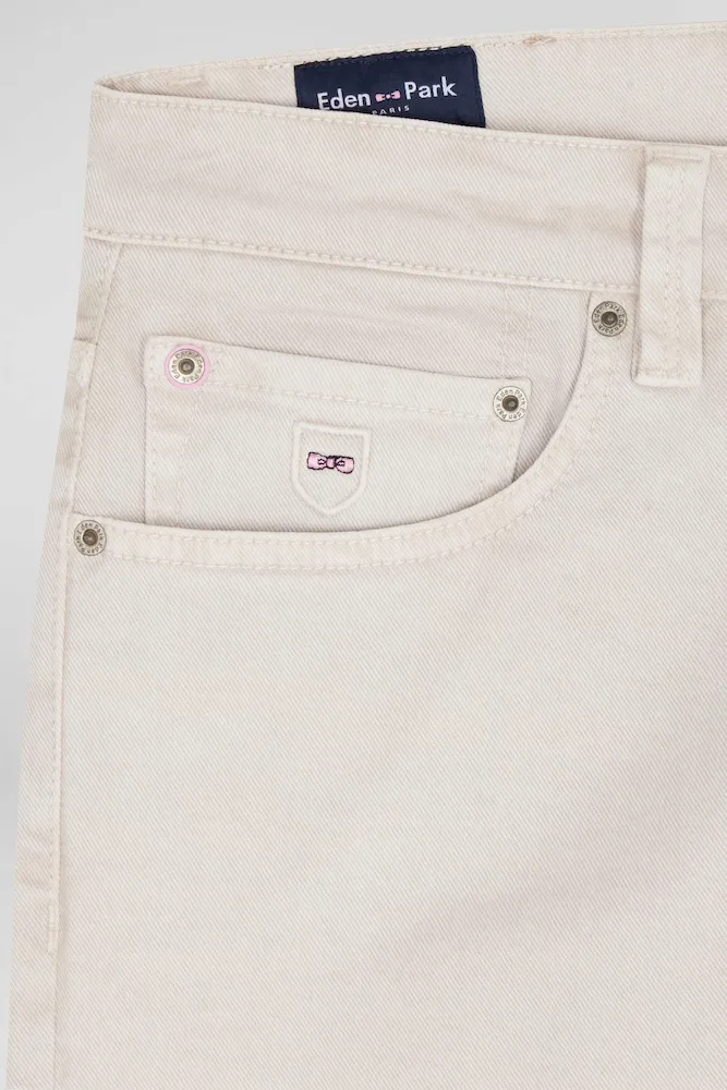 Pantalon 5 poches en coton stretch écru coupe Regular – Bild 8