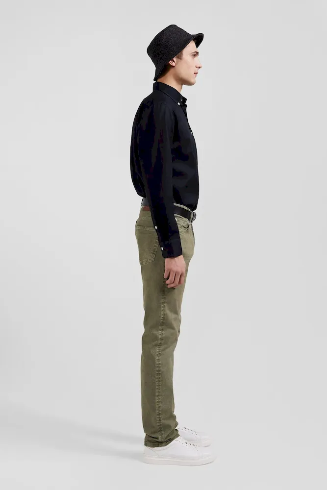 Pantalon 5 poches en coton stretch beige coupe Regular – Bild 5