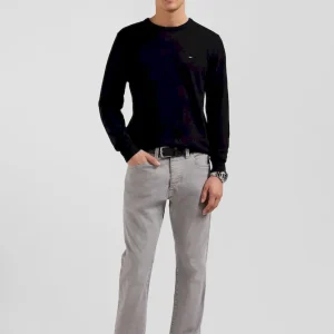 Pantalon 5 poches en coton stretch gris coupe Regular