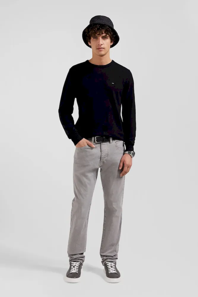 Pantalon 5 poches en coton stretch gris coupe Regular