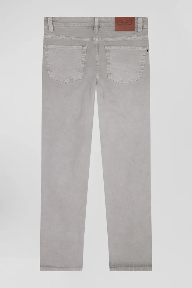 Pantalon 5 poches en coton stretch gris coupe Regular – Bild 4