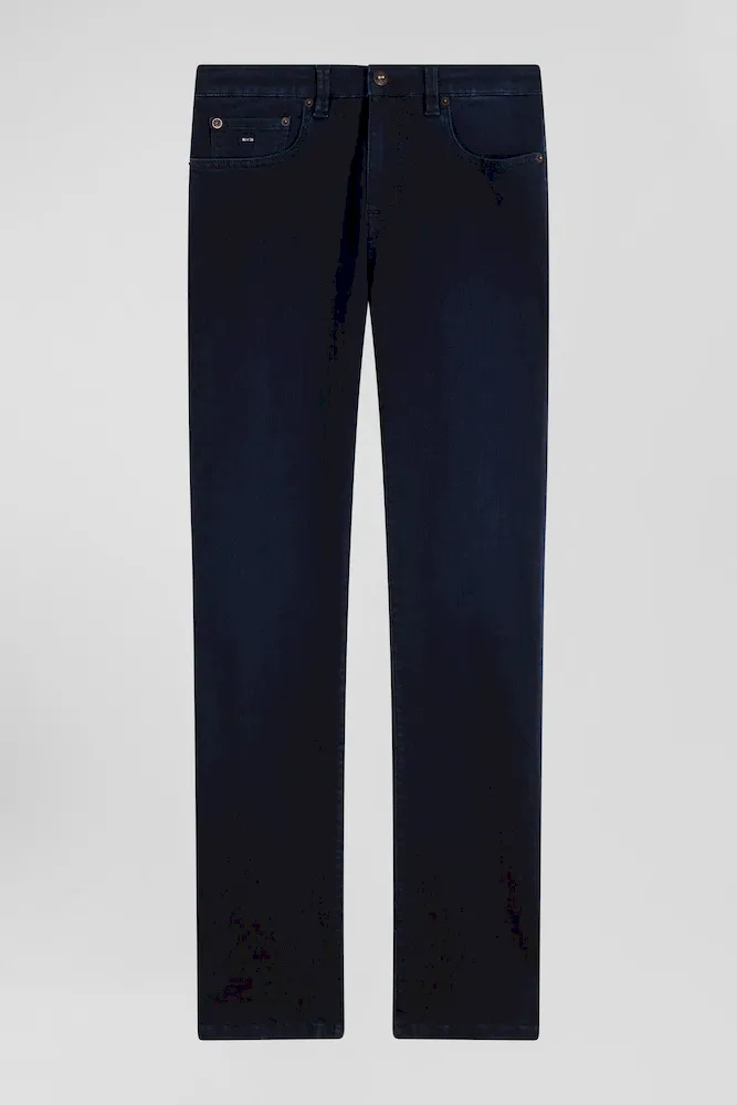 Jean En Coton Denim Stretch Bleu Marine Coupe Slim